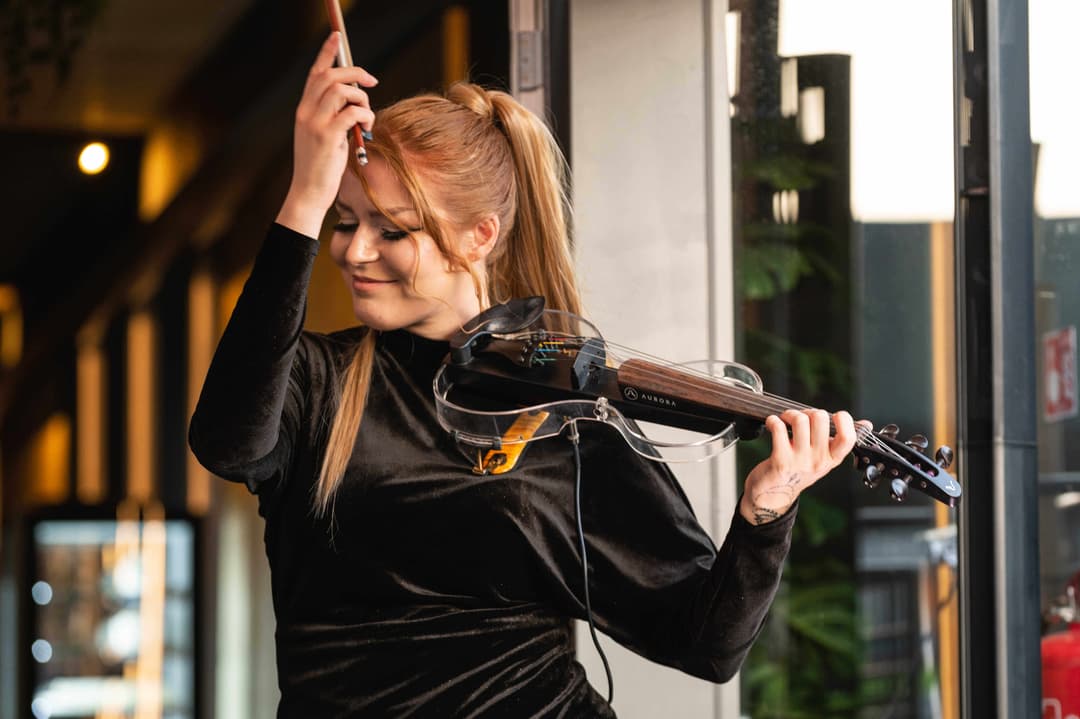 Ekaterina finished with her performance in front of the restaurant